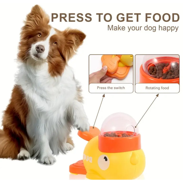 Brinquedo Interativo Pato Dispensador de Ração | Alimentador Tigela Lenta Divertida Para Cães e Gatos Petiscos e Ração